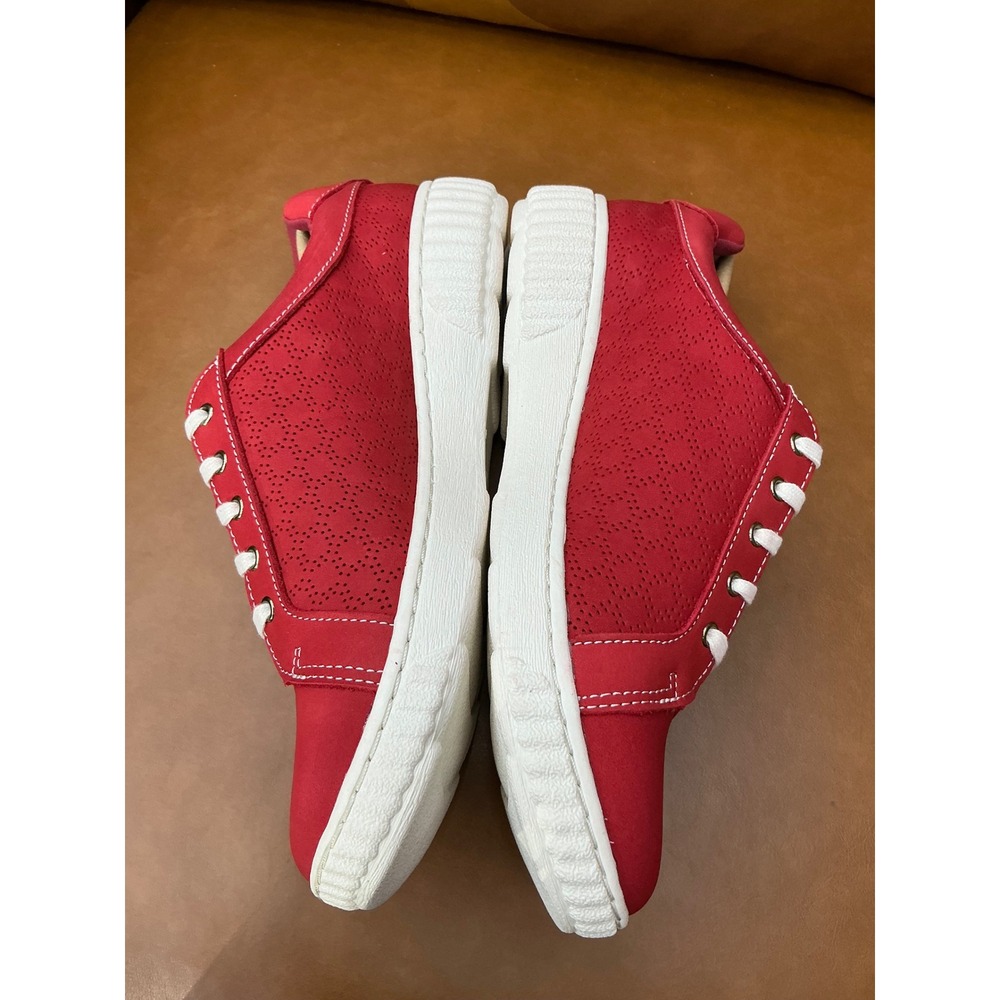 Clarks Caroline Ayla Sneaker Womens 8.5 Red New Perforated Leather Zip Low Top - Picture 4 of 8